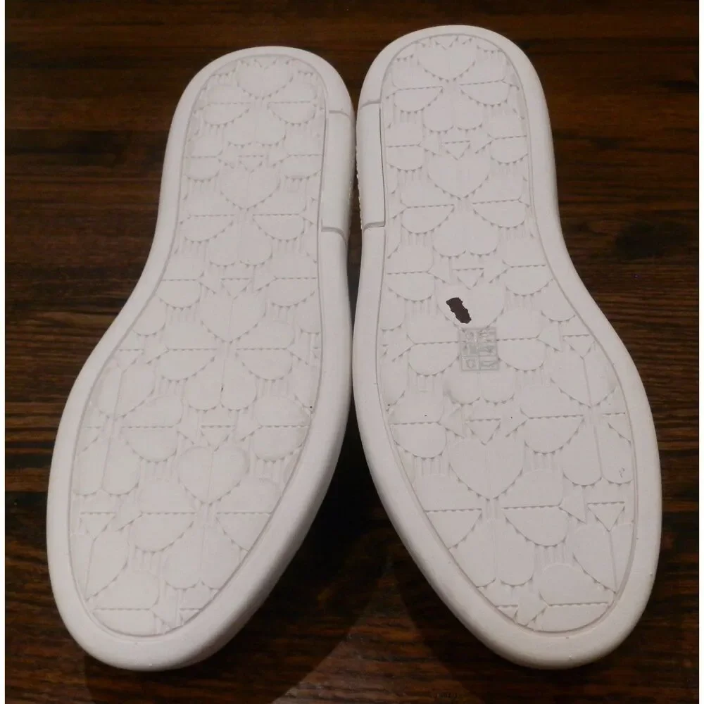 Kate Spade White Gold Lift Sneakers Shoes Women's Size 9B New